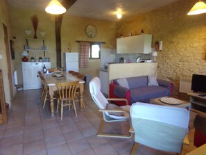 TV, DVD player, table tennis, books