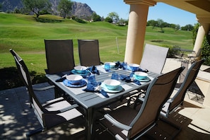 Patio dining @ the 16th fairway.  PGA West - La Quinta