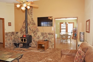 Flat-screen TV, DVD player