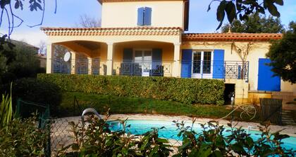 Recently built house in a wooded oaks, with pool.