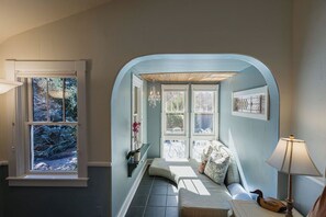 Smart TV, chimenea, reproductor de DVD y libros 