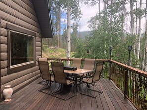 Outdoor dining - Welcome to the Lazy Moose Cabin (Red Feather Lakes)