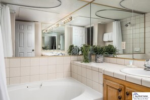 Combined shower/tub, hair dryer