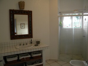 Bidet, jabón, papel de baño