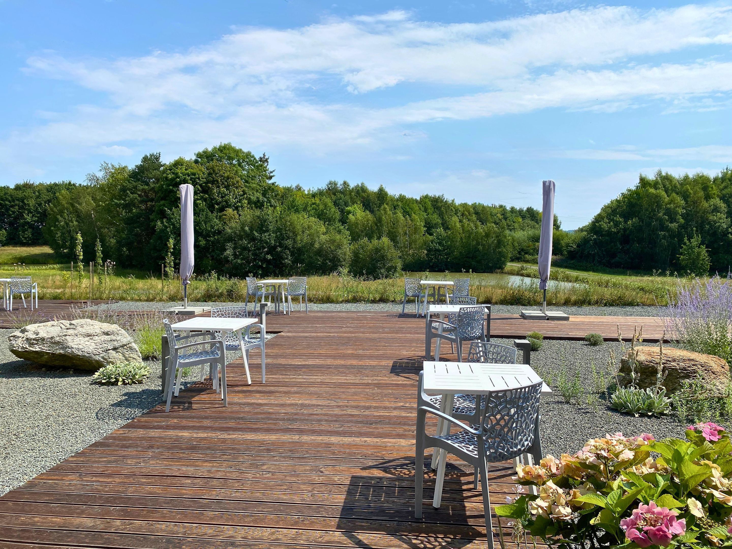 International cuisine, garden views 