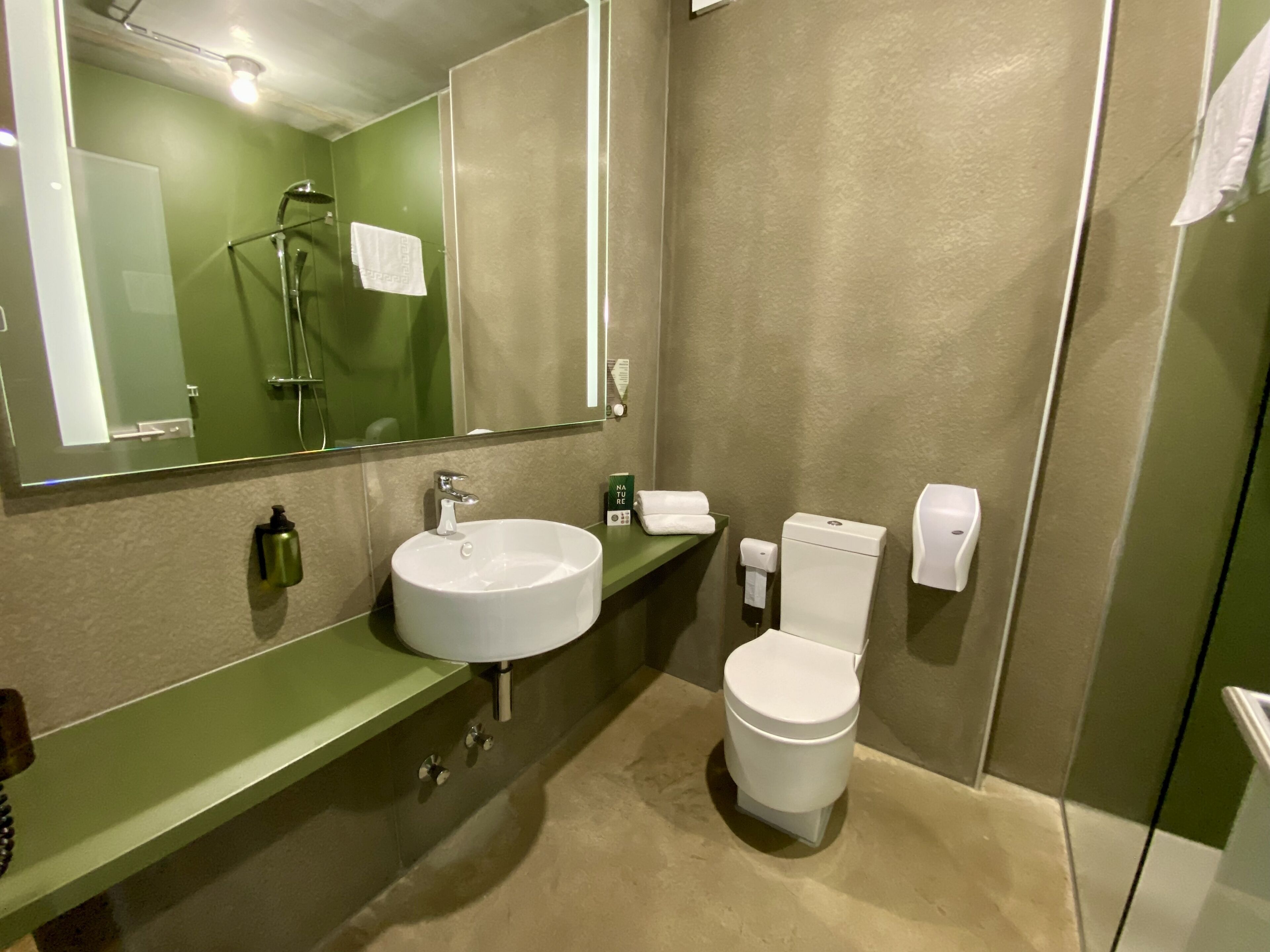 shower, rainfall showerhead, designer toiletries, hair dryer