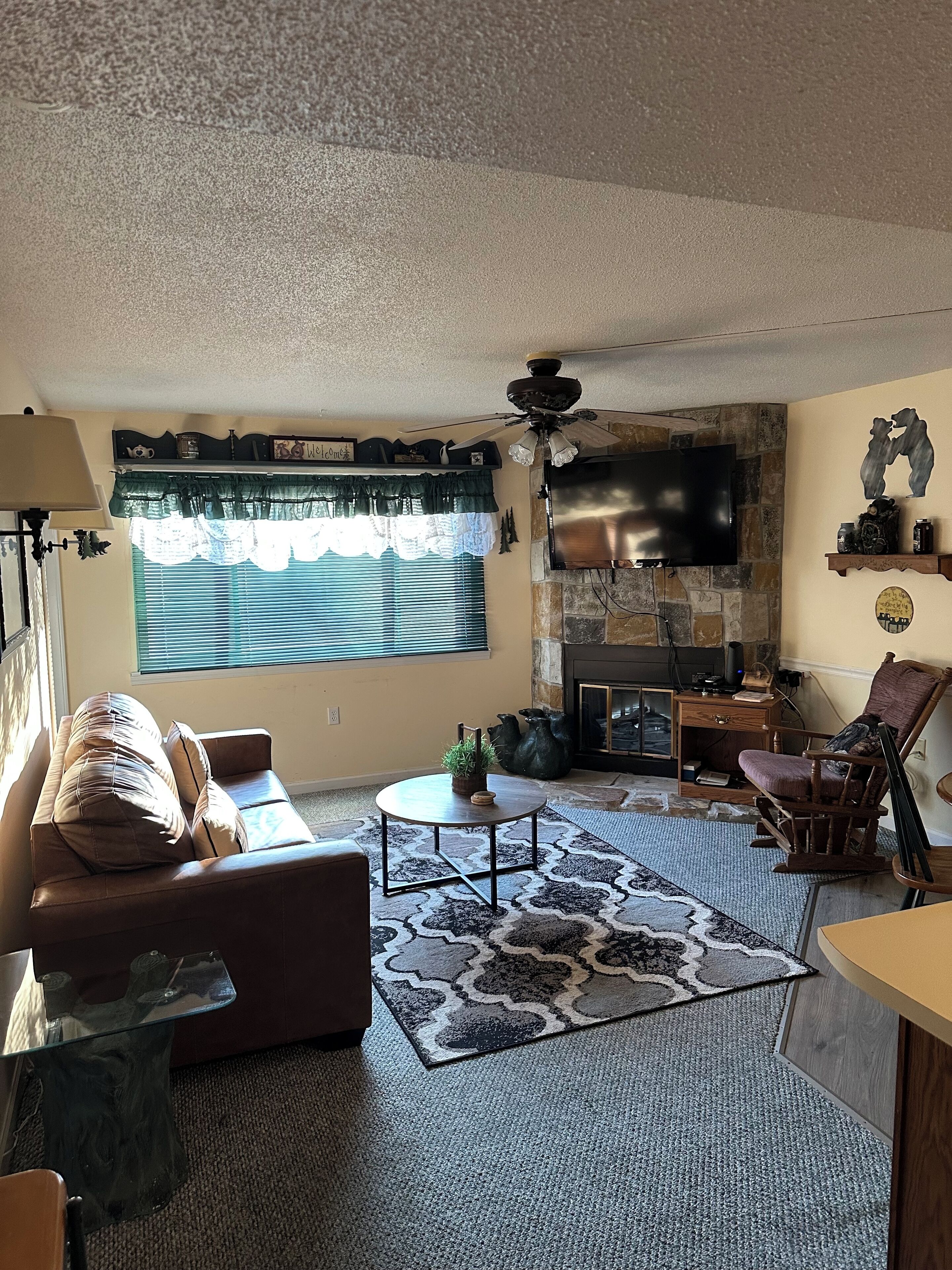 TV, fireplace, DVD player