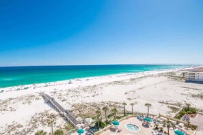 On the beach, sun loungers, beach towels - Waves, Views & Vacay – 2BR Beachfront w/ Direct Beach Access (Pensacola Beach)