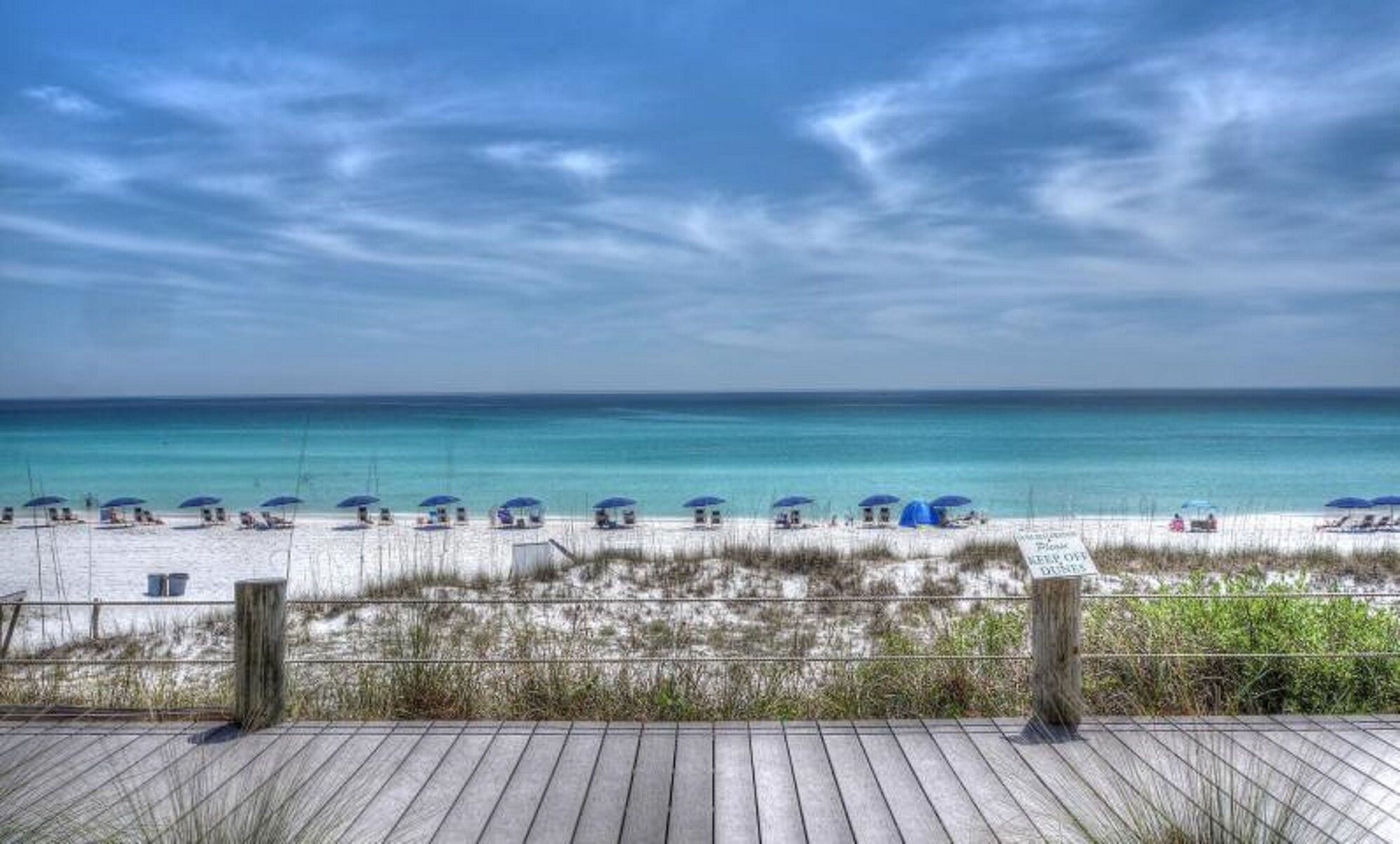 On the beach, sun loungers