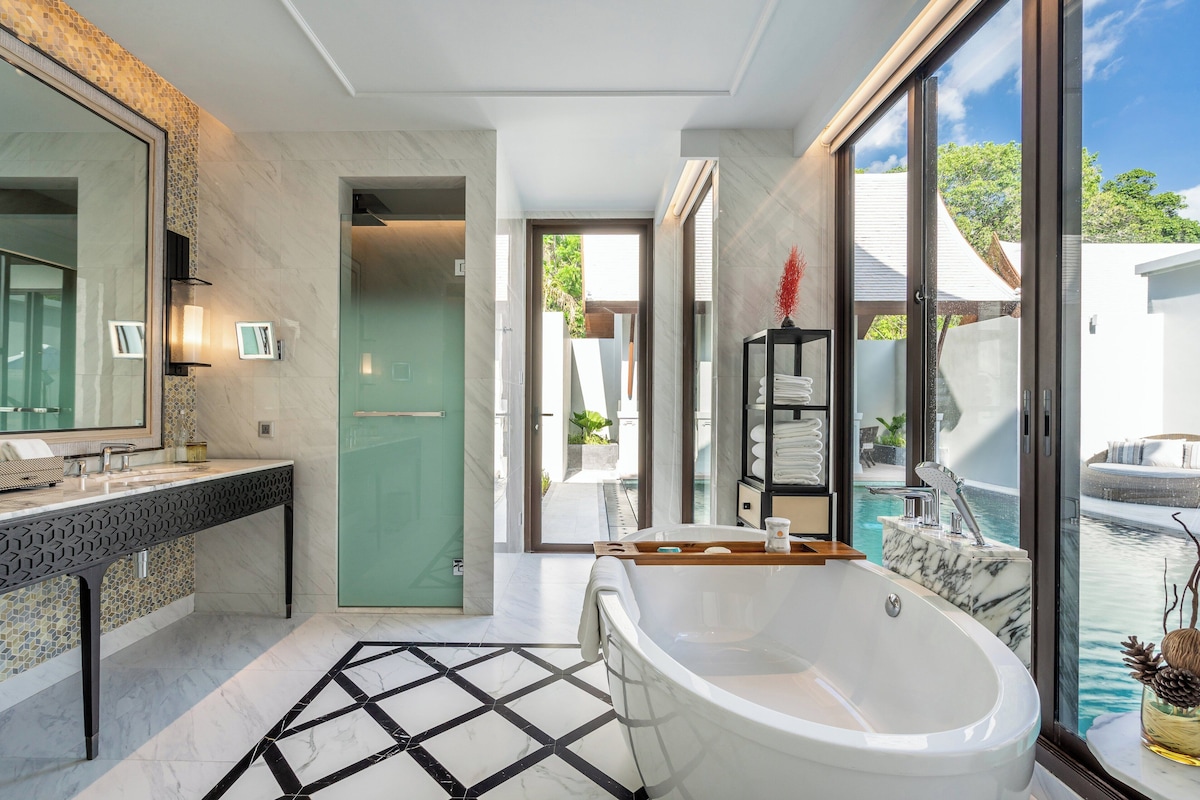 Villa, 3 chambres (Private Pool, Club Lounge Access) | Literie de qualité supérieure, couette en duvet d'oie, surmatelas