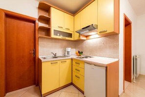 Fridge, microwave, coffee/tea maker, electric kettle