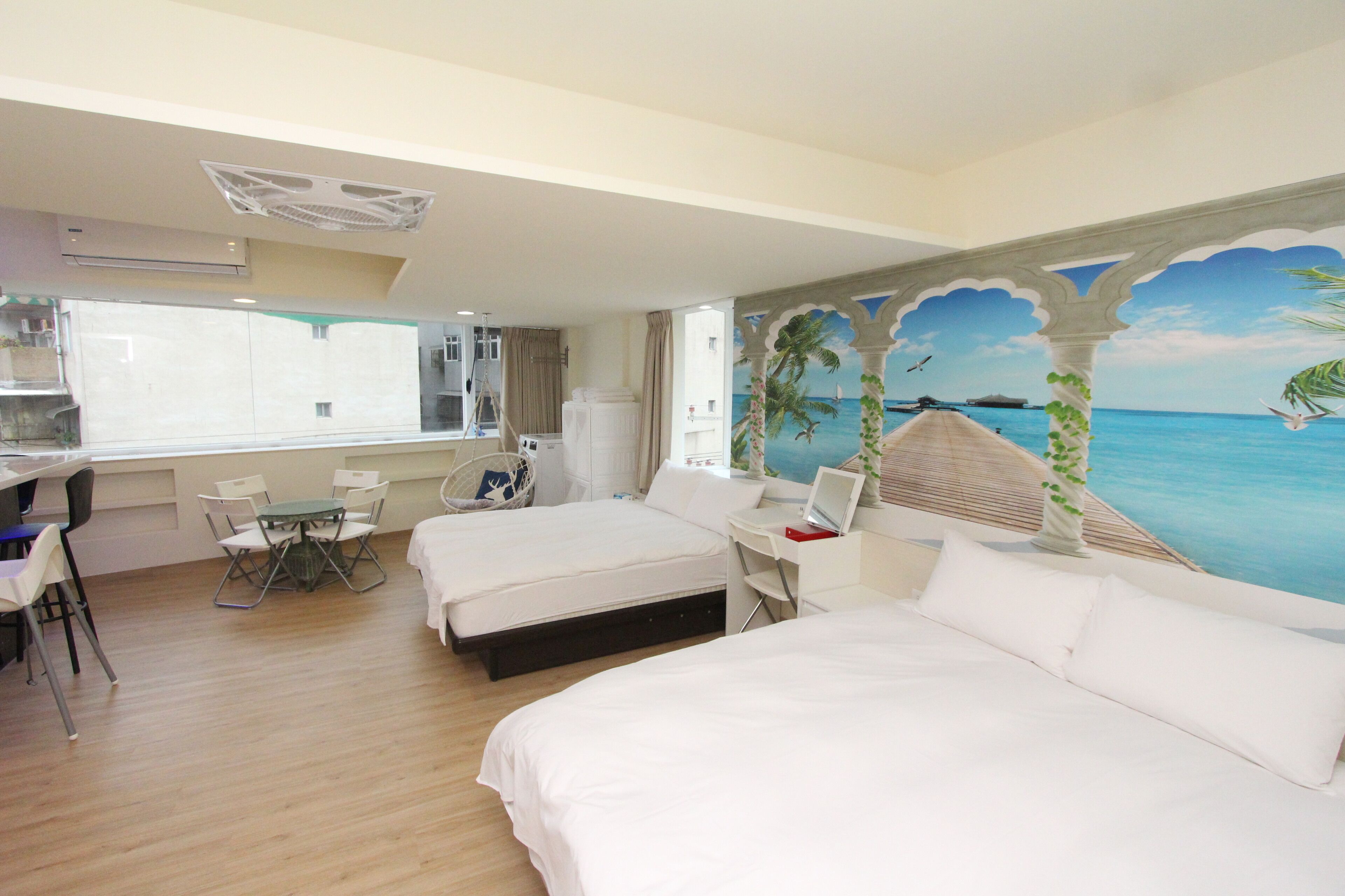 City Quadruple Room, 2 Double Beds, Non Smoking | Down comforters, blackout drapes, free WiFi, bed sheets