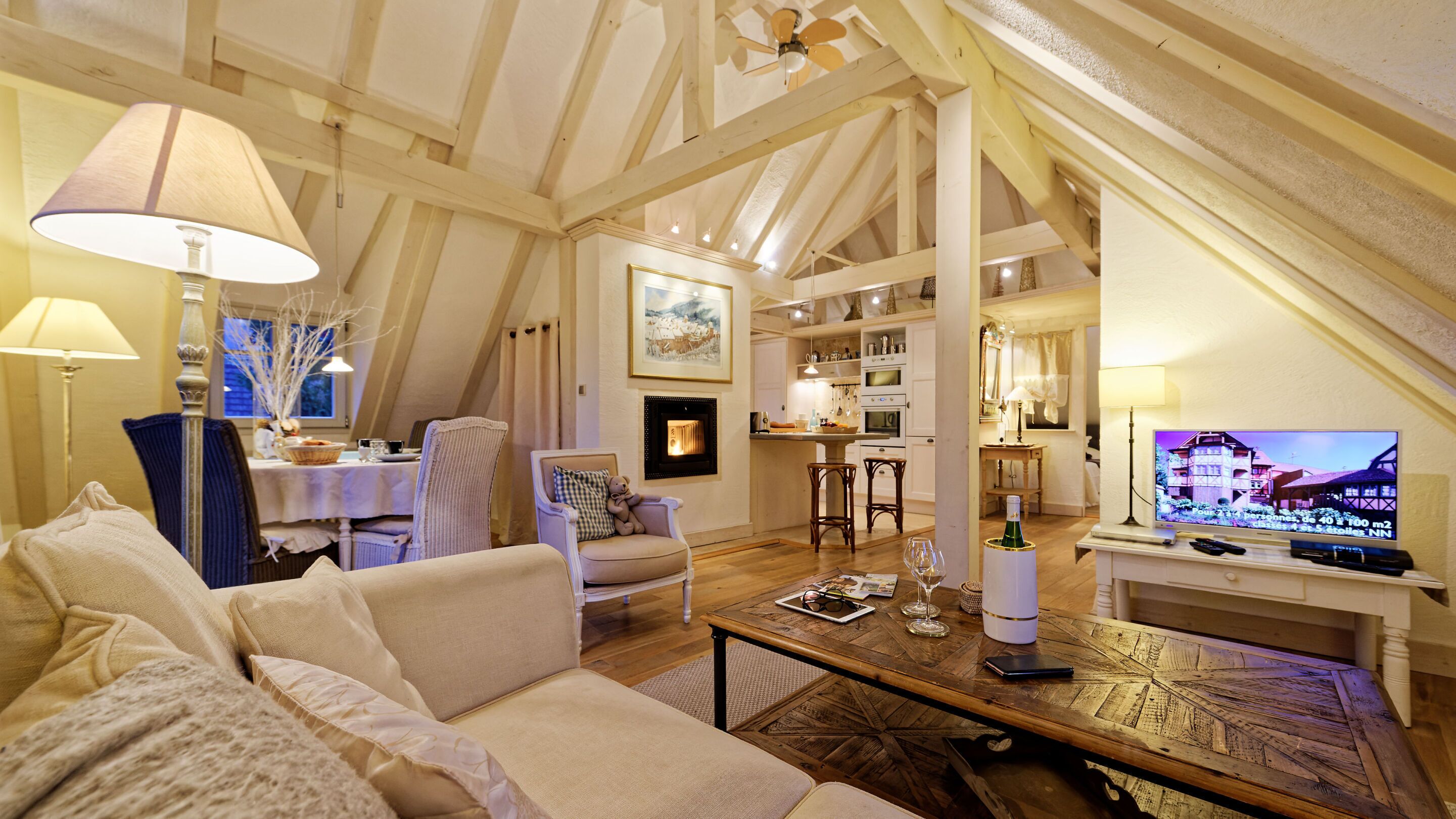 TV, fireplace, DVD player