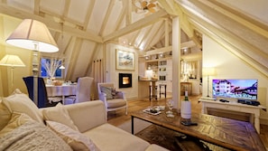 TV, fireplace, DVD player