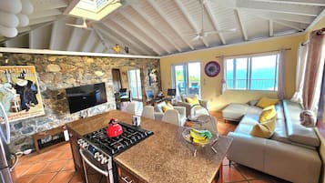 Smart TV, DVD player, books, stereo