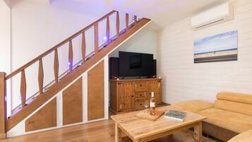 TV connectée, cheminée, jeux vidéo, lecteur de DVD