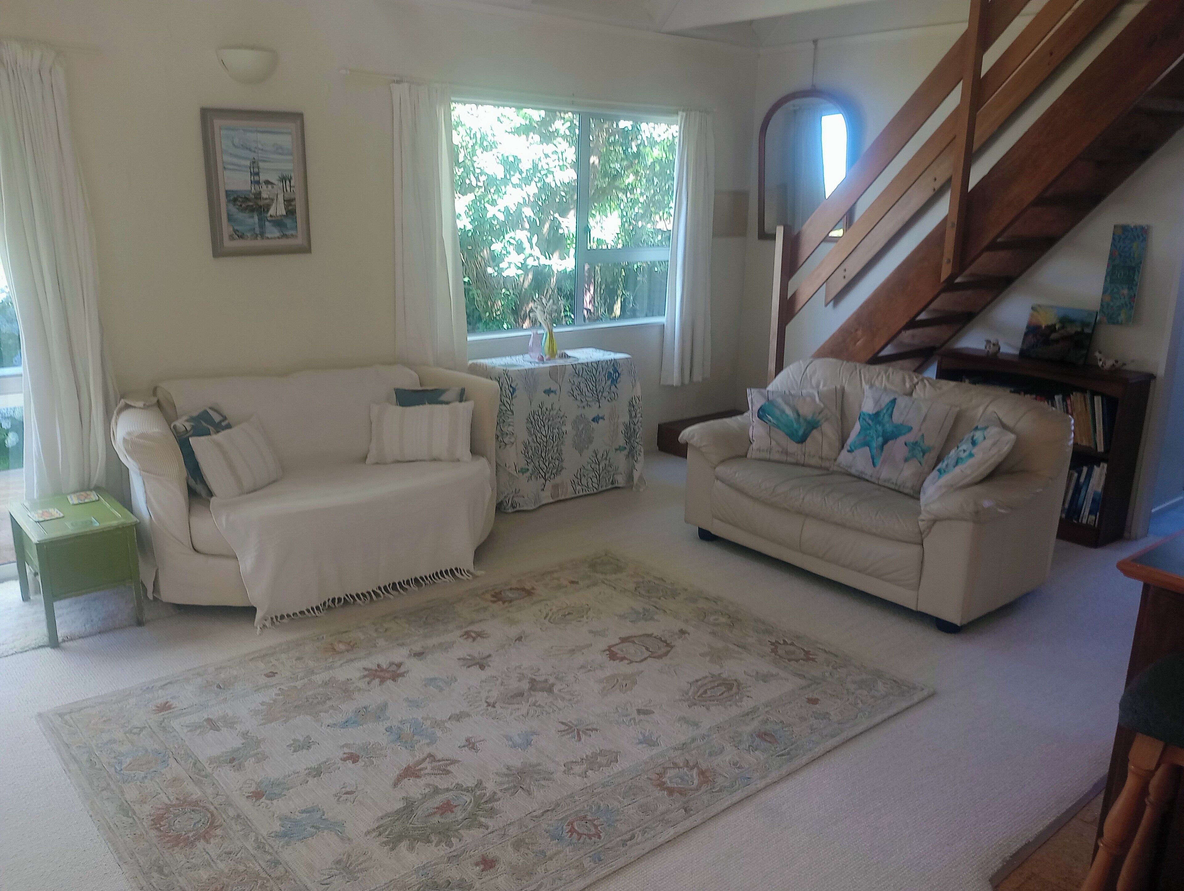 TV, fireplace, books