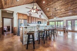 Fridge, microwave, oven, stovetop - Just steps from THE Frio River in Concan, single story home with private pool (Concan)