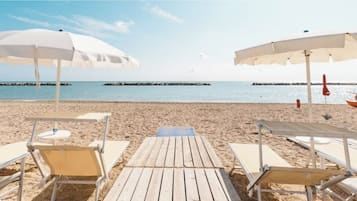 Sun-loungers, beach towels