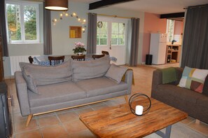 Televisión, reproductor de DVD, libros y videoteca 