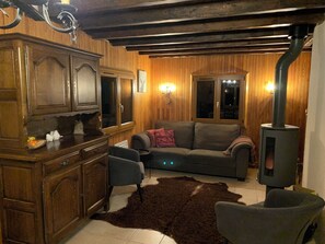 TV connectée, cheminée, jeux vidéo, lecteur de DVD