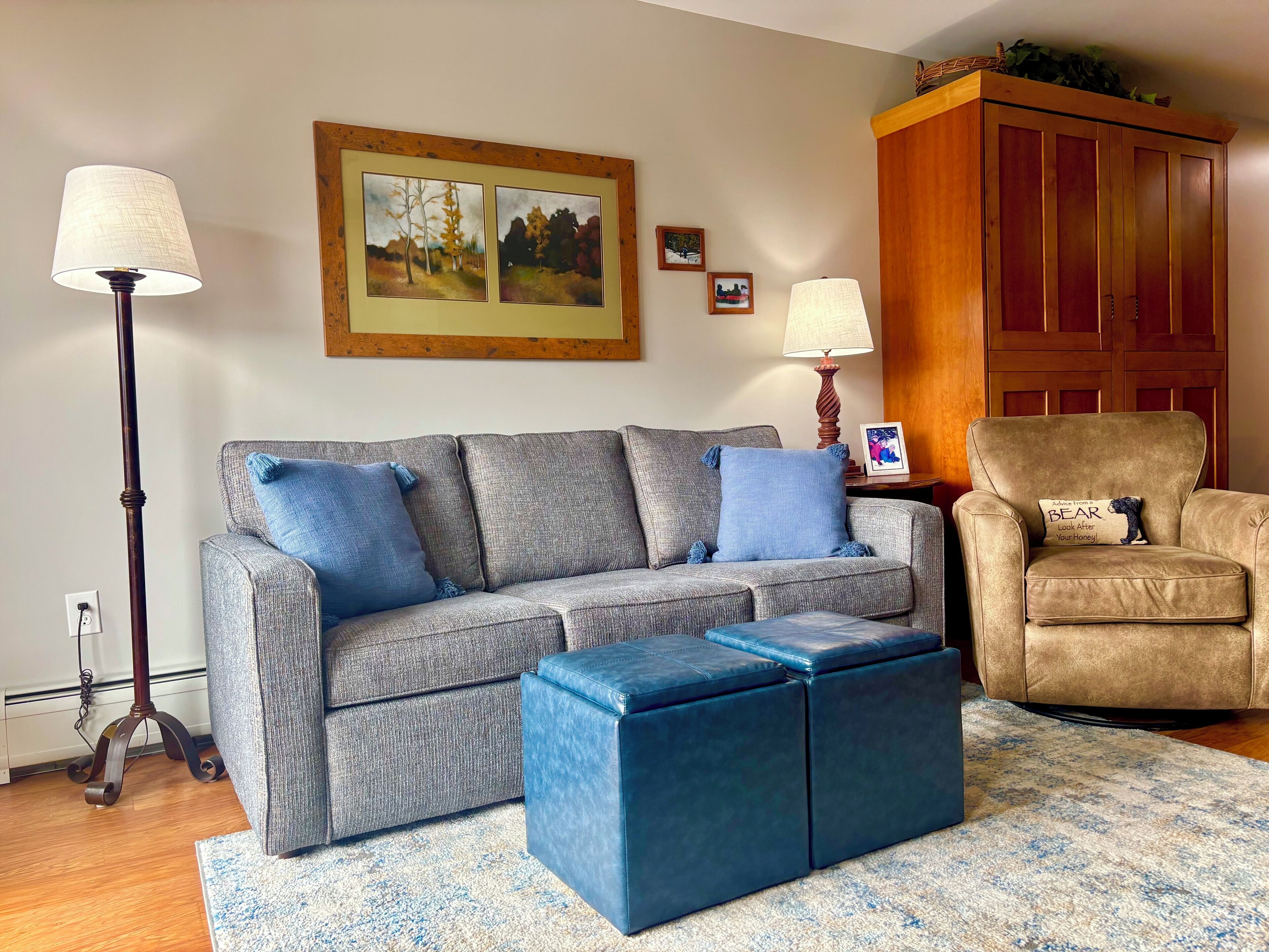 Mountain Modern, custom resort sleeper, dining table, fresh paint, new lighting