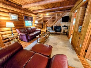 Télévision, cheminée, lecteur de DVD