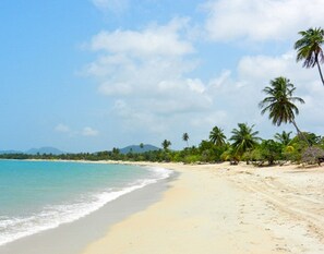 Beach nearby, sun-loungers, beach towels
