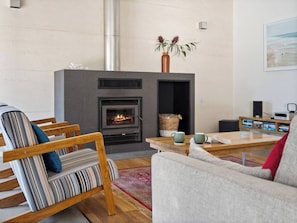 Fireplace, books