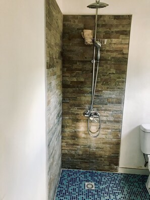 Shower, towels, toilet paper - Rental of rural rooms (Villar del Arzobispo)