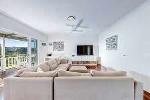 Smart TV, DVD player, books, music library