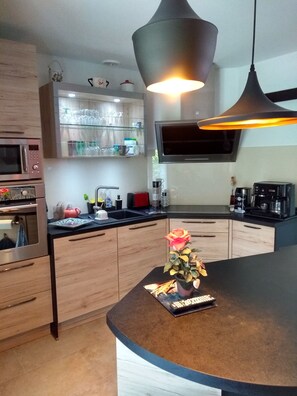 Kühlschrank, Mikrowelle, Ofen, Herdplatte