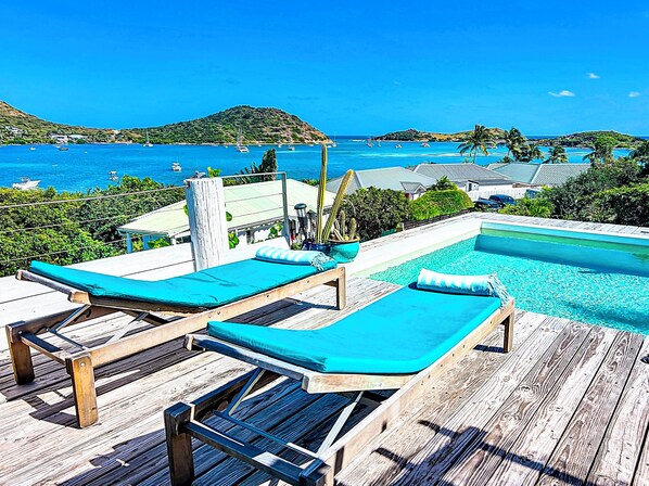 Pool - Ancre Bleue, charming villa with a stunning view of Pinel Island (Cul-de-Sac)