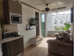 LED TV, foosball, books