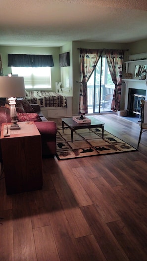 TV, fireplace, DVD player, foosball