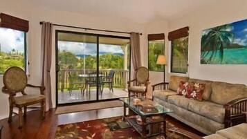 Smart TV, DVD player, books, music library