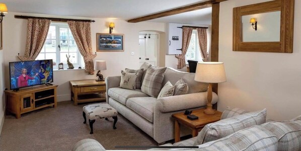 تلفزيون، مدفأة، مشغل دي في دي، كُتُب