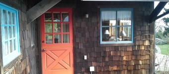 Shared hot tub with meadow view