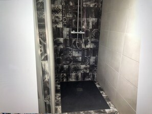 Hair dryer, towels, toilet paper