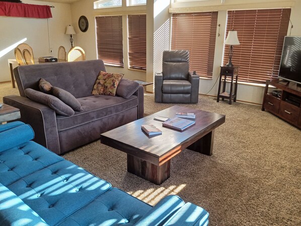 Smart TV, video games, DVD player, books