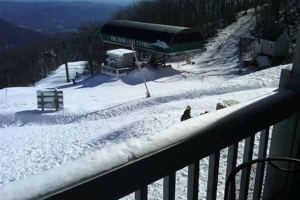 Ski-in and out! View from our balcony over slopes and Highland Express ski lift