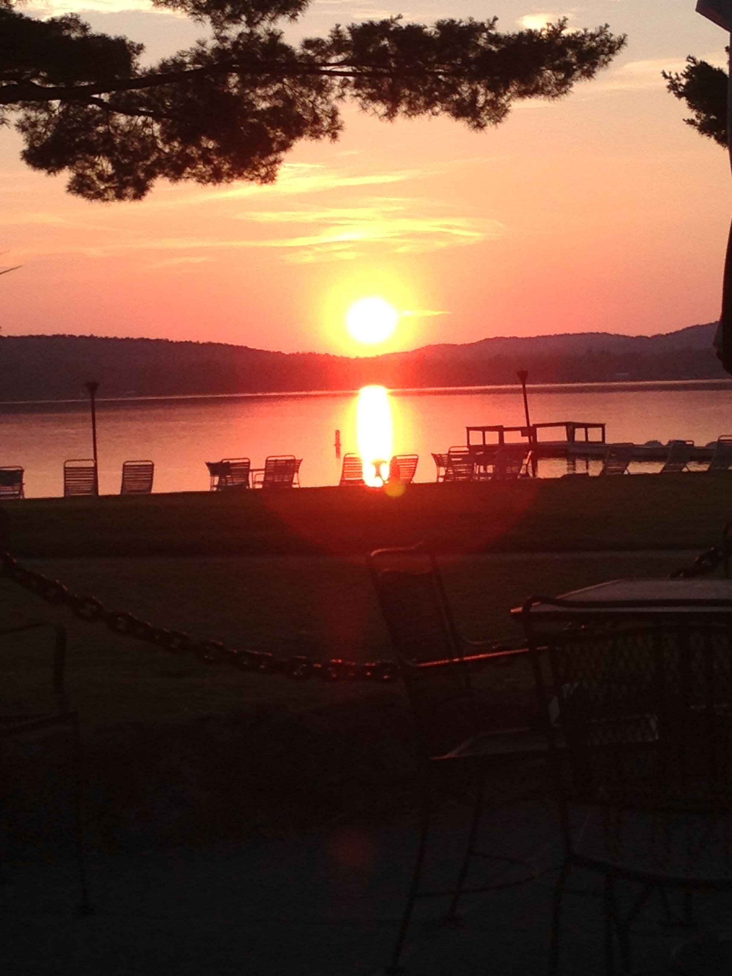 Beautiful sunset as seen from across our 'deer Lake,'  dining at the Beachhouse!