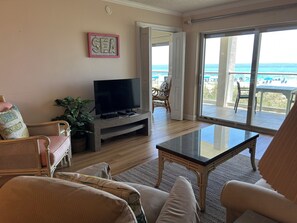 Flat-screen TV, DVD player