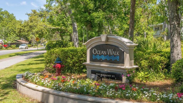 A sign for Ocean Walk at 850 Mallory St. - YOUR ISLAND DESTINATION IS WAITING! (Saint Simons Island)