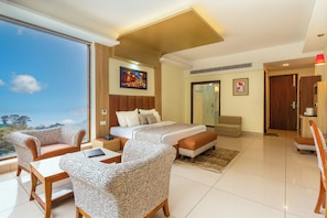 Premium Room | Desk, laptop workspace, blackout drapes, iron/ironing board