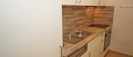 Fridge, oven, dishwasher, high chair