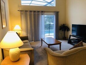 TV, DVD player, books