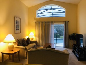 TV, DVD player, books