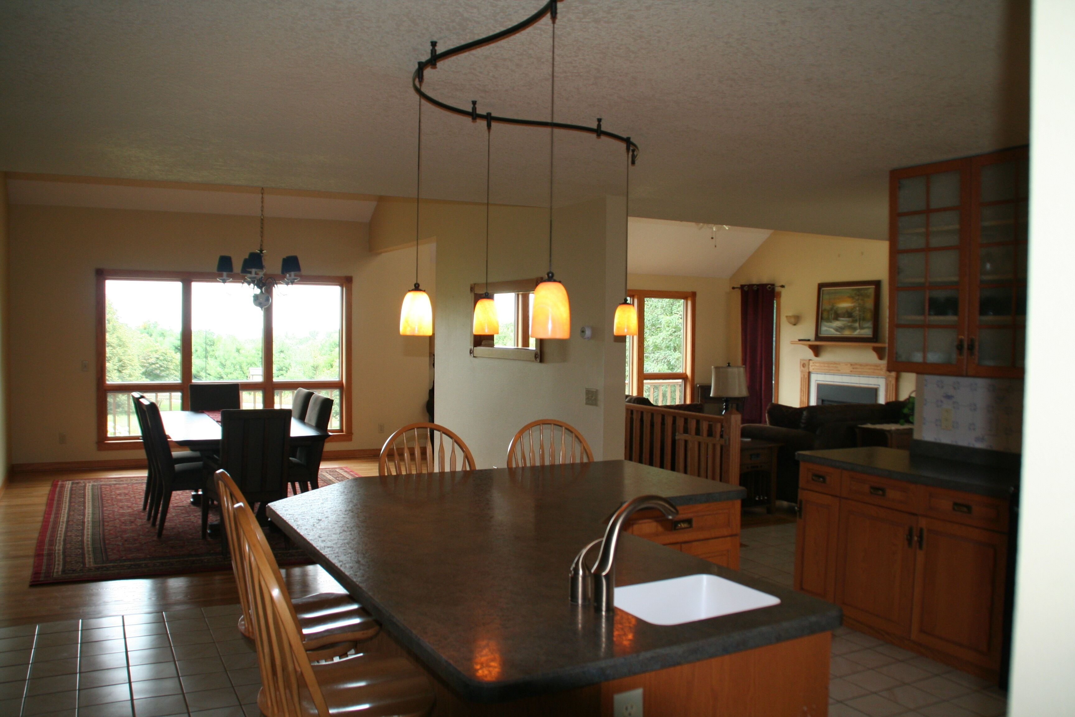 Kitchen with island that seats four