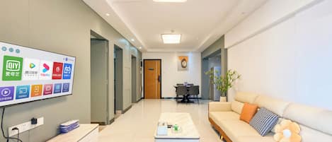 Deluxe appartement, 2 slaapkamers | Luxe beddengoed, verduisterende gordijnen, geluiddichte muren